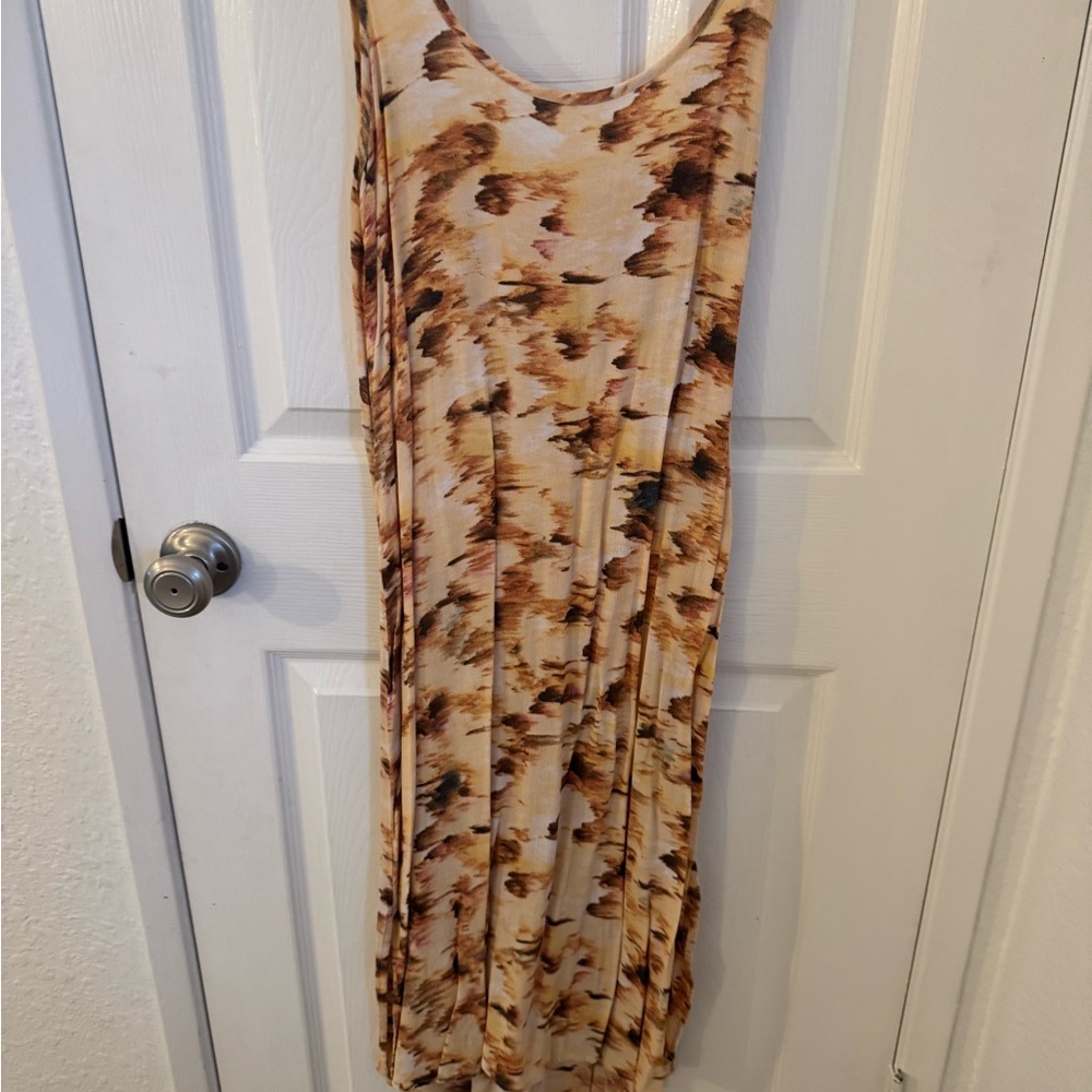 RVCA Cream Maxi Sundress with Scoop Neck